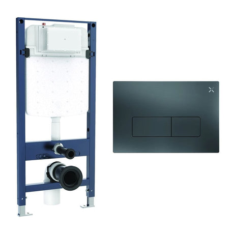Crosswater Wall Hung WC Frame MPRO Plate in Slate Crosswater 1.12m Slim Depth Dual Flush WC Support Frame Set with Flush Plate