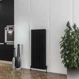 Eastbrook Panel Radiator 1200 x 470mm Eastbrook Guardia Straight Vertical Aluminium Radiator in Matt Black