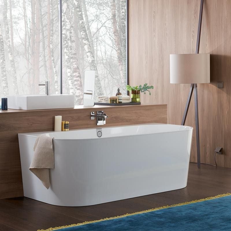 Villeroy & Boch Back To Wall Freestanding Bath Villeroy & Boch Oberon 2.0 Quaryl Back to Wall Double Ended Bath, 1800 x 800mm