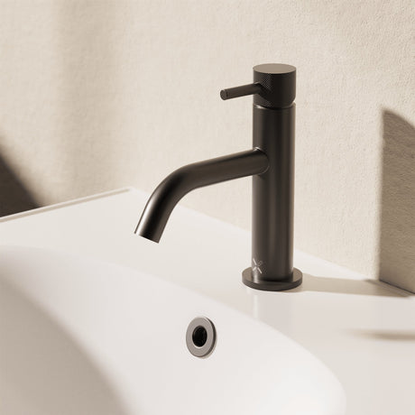 Crosswater Mono Basin Tap Matt Black Crosswater MPRO Basin Mixer Tap with Knurled Handle
