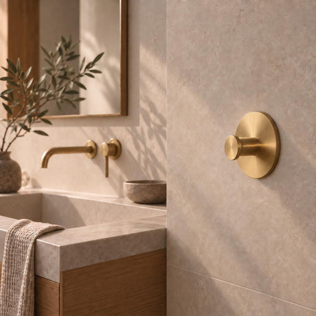 Smedbo Robe Hook Brushed Brass Smedbo Dot Self-Adhesive Robe Hook