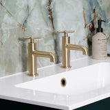 Heritage Pillar Basin Tap Brushed Brass Heritage Salcombe Basin Pillar Taps (Pair)