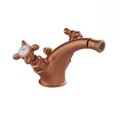 Vado Bidet Tap Brushed Bronze/Crackled White Booth & Co. Axbridge Mono Bidet Mixer Tap with Pop-Up Waste