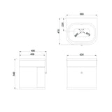 Burlington Chalfont 550mm Wall Mounted Single Drawer Vanity Unit with Basin