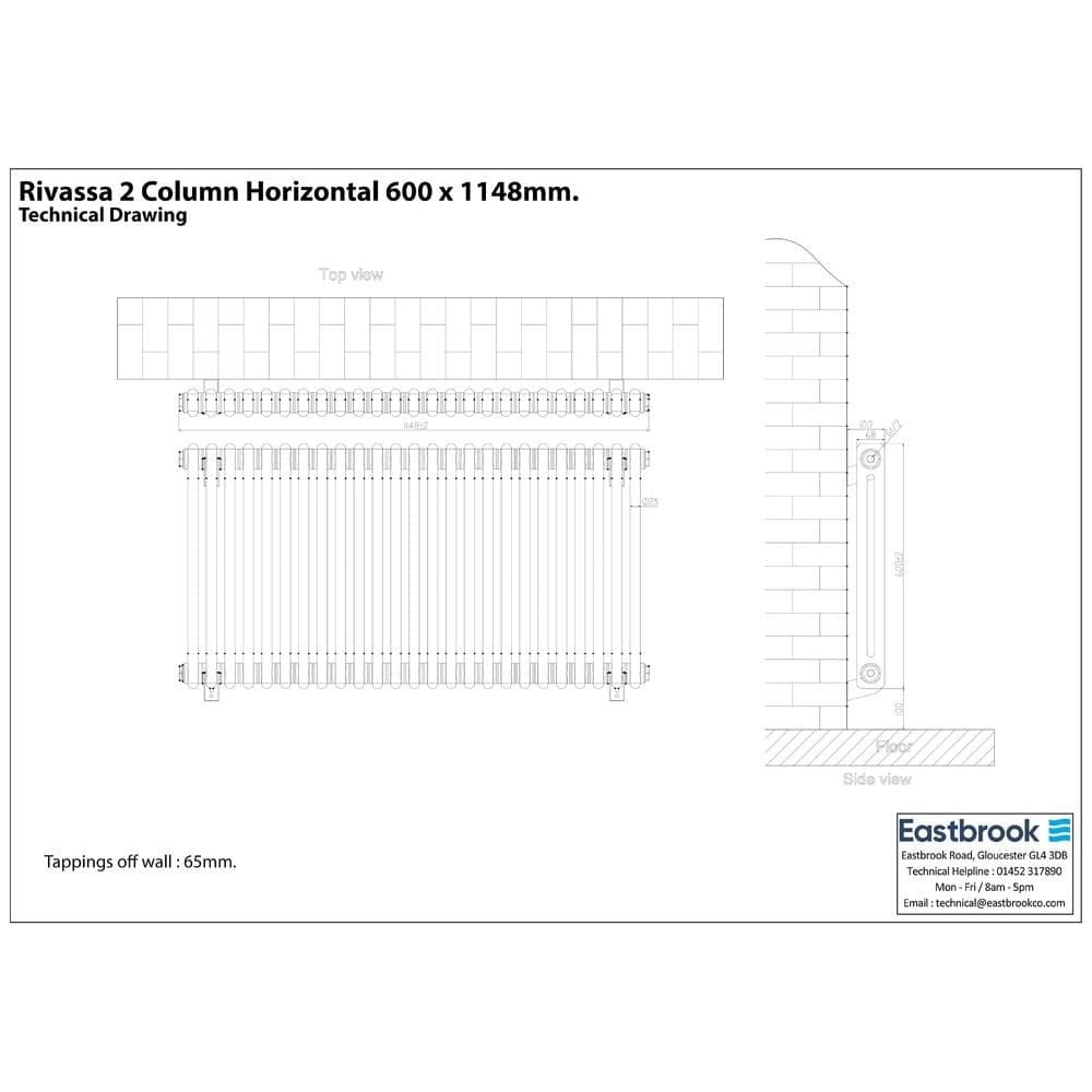 Eastbrook Column Radiator Eastbrook Rivassa Traditional 2 Column Radiator in Chrome Effect