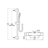 Roca Exposed Shower Set Roca Splash-T Thermostatic Bar Shower Valve with Shower Handset and Rail Set