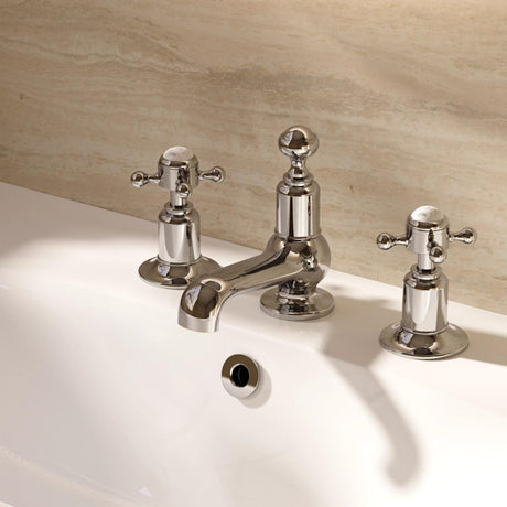 Crosswater 3 Tap Hole Basin Set Chrome Crosswater Belgravia 3 Hole Basin Mixer Tap with Crosshead Handle