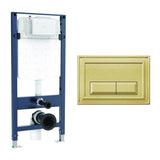 Crosswater Wall Hung WC Frame Belgravia Plate in Brushed Brass Crosswater 1.12m Slim Depth Dual Flush WC Support Frame Set with Flush Plate