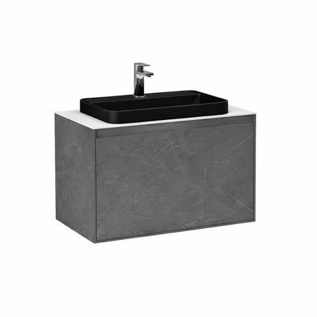 Imex Wall Mounted Vanity Unit Grey Marble / Solid White / Black Imex Arco Wall Hung 800mm Single Drawer Vanity Unit with Worktop and Inset Basin