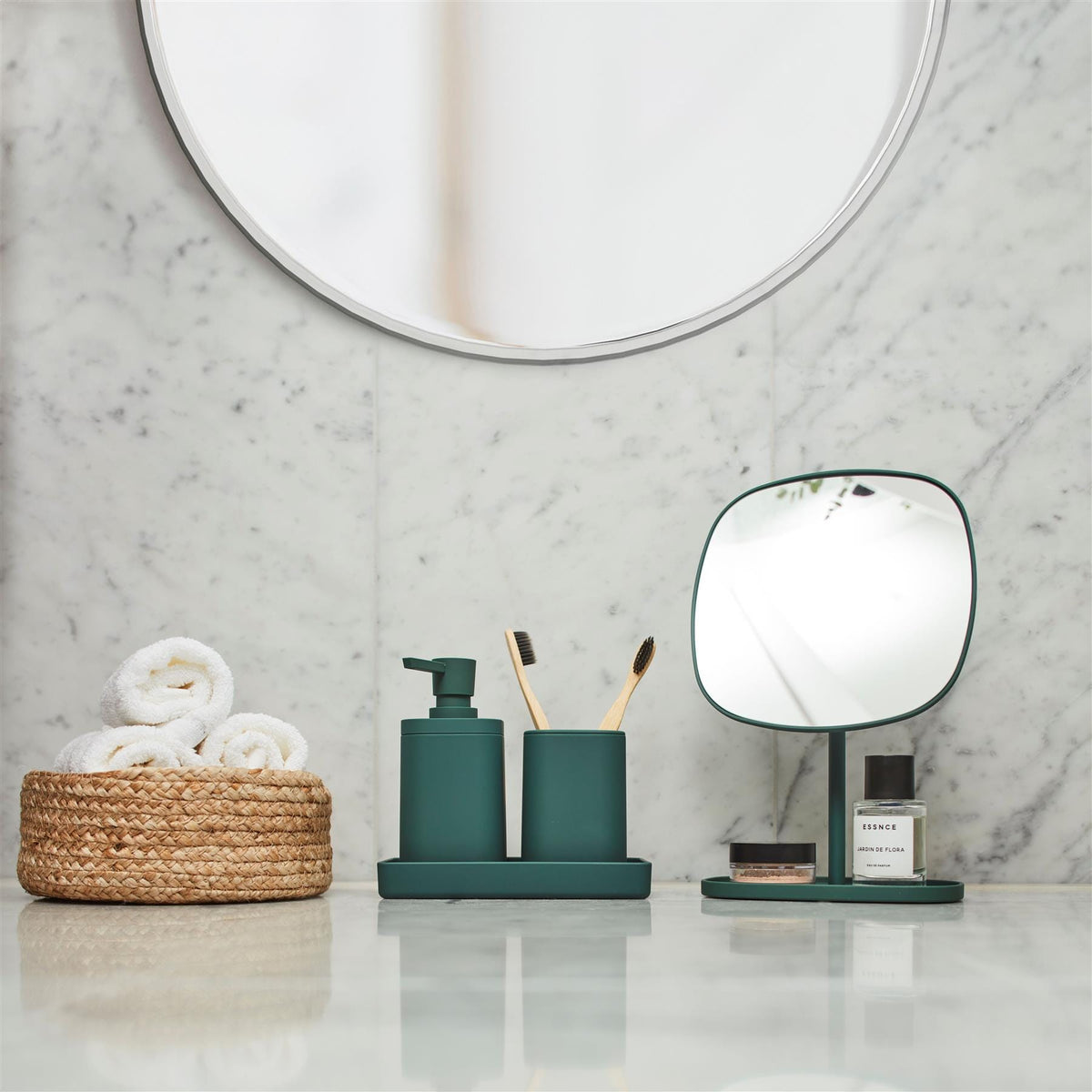 Smedbo Beslagsboden Glow Freestanding Square Magnifing Mirror with Tray