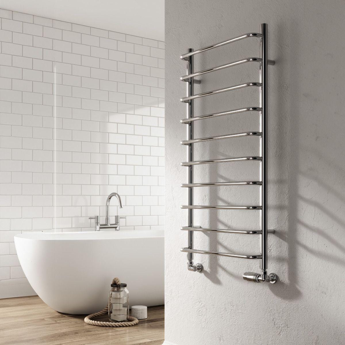 Reina Designer Towel Radiator 1000 x 500mm / Central Heating Reina Aliano Heated Towel Rail in Chrome