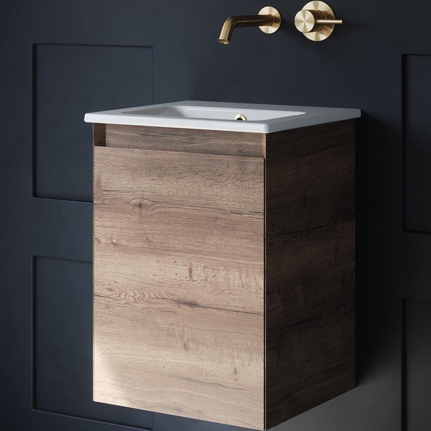 Saneux Cloakroom Vanity Unit Saneux Uni 400mm Wall Mounted One Door Vanity Unit with Basin