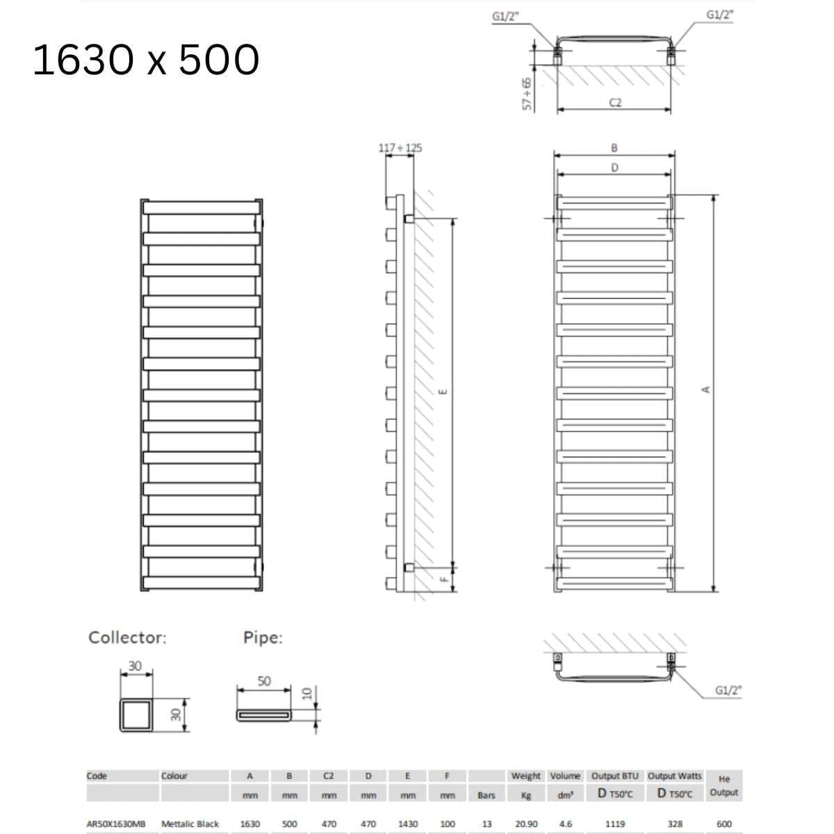 Crosswater Designer Towel Radiator Crosswater Air Designer Towel Radiator in Soft White Matt