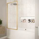 Merlyn Bath Screen Brushed Bronze Merlyn 8mm Fixed Framed Single Square Bath Screen
