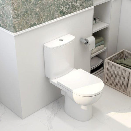 IMEX Close Coupled Toilet IMEX Ivan Rimless Open Back Close Coupled Toilet with Soft Close Seat