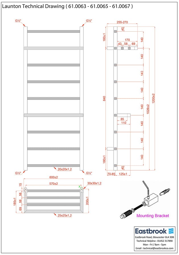 Eastbrook Designer Towel Radiator Eastbrook Launton Straight Vertical Heated Towel Rail in Matt White
