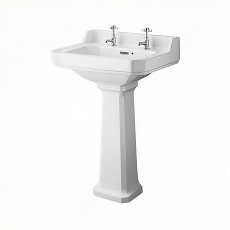 Aquarius Bathrooms Pedestal Basin Aquarius Harewood Traditional 560mm 2 Tap Hole Basin with Pedestal