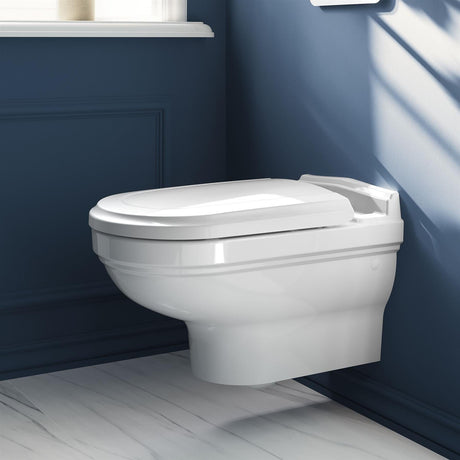 Villeroy & Boch Wall Hung Toilet White Wood - Soft Close Villeroy & Boch Hommage Traditional Wall Hung Toilet with Seat