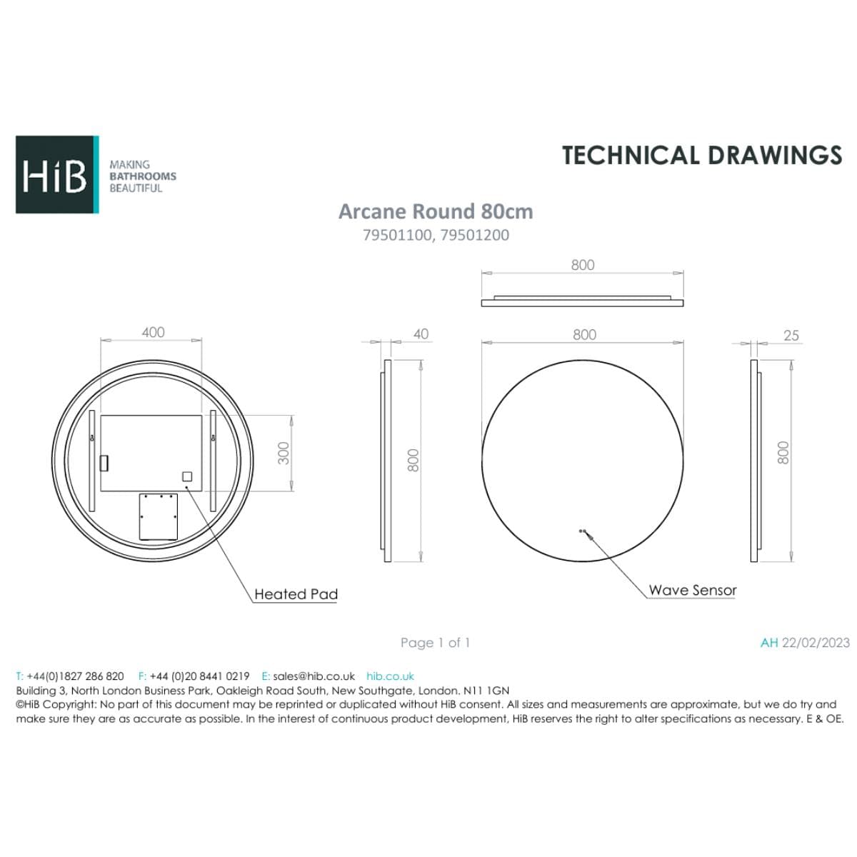hib. Illuminated Mirror hib. Arcane Round LED Illuminated Mirror