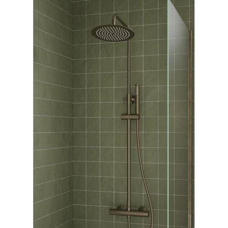 Aquarius Shower Set Aquarius Zanelli Round Exposed Valve Adjustable Shower Set in Brushed Bronze