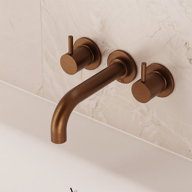 Crosswater Wall Mounted Bath Tap Brushed Bronze Crosswater MPRO Wall Mounted 3 Hole Bath Filler Tap