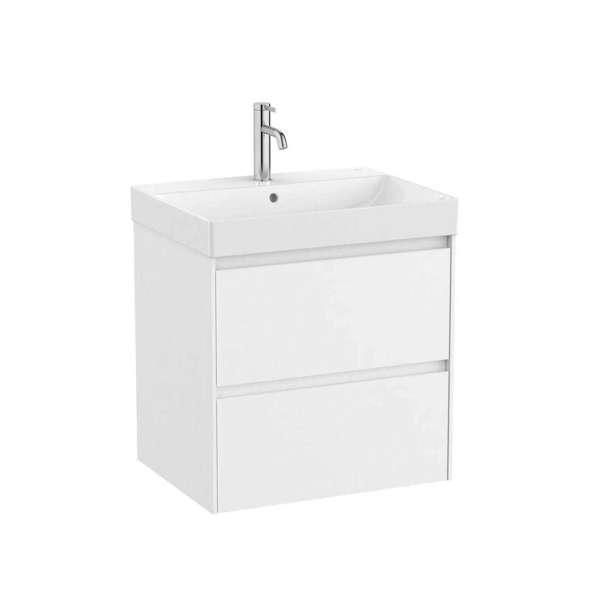Roca Wall Mounted Vanity Unit Matt White Roca Ona 600mm Wall Mounted Two Drawer Vanity Unit with Basin