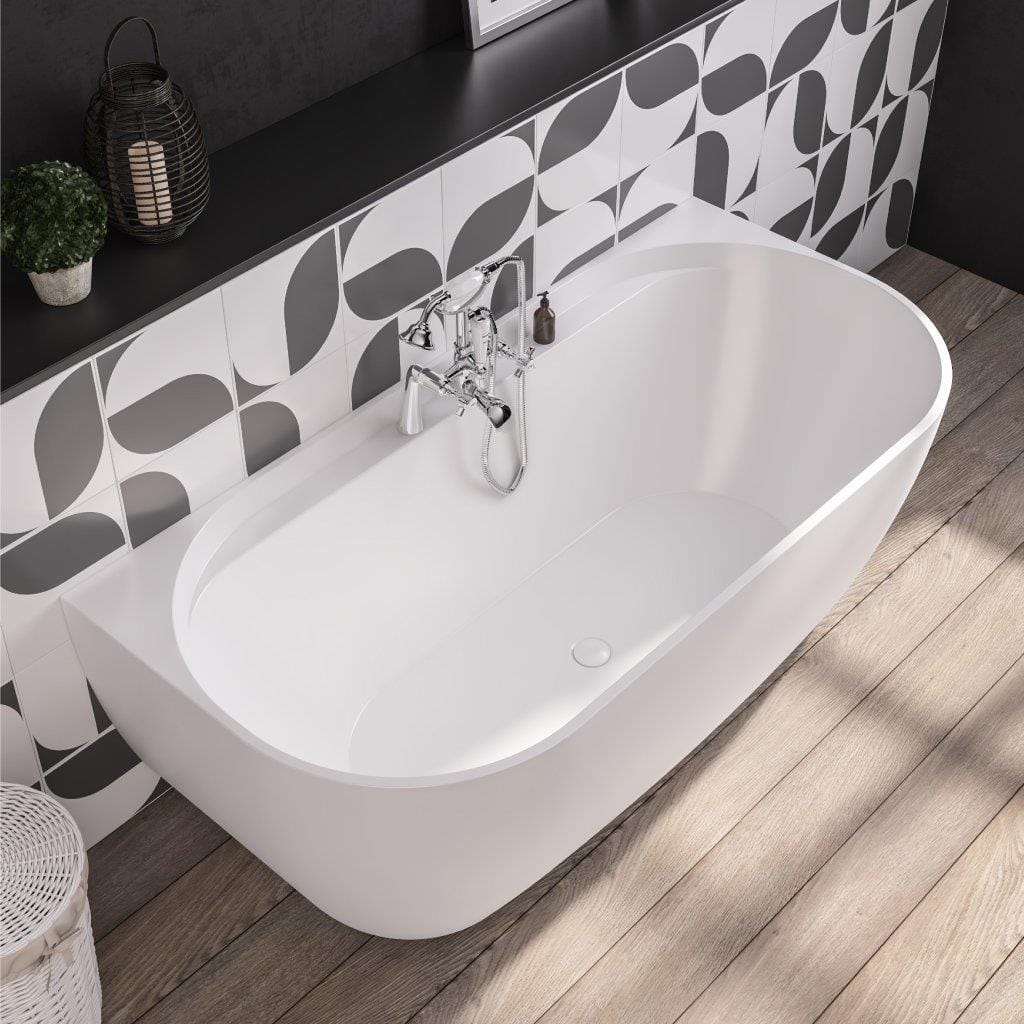 Eastbrook Back To Wall Freestanding Bath Eastbrook Grafton D-Shape Freestanding Bath - 1650 x 800mm in Gloss White