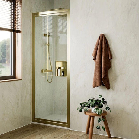 Crosswater Pivot Shower Door Brushed Brass / 800mm Crosswater Clear 6 Pivot Shower Door