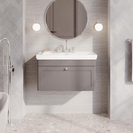 Aquarius Bathrooms Wall Mounted Vanity Unit Grey / 3 Aquarius Leighton 800mm Wall Mounted  One Drawer Vanity Unit with Basin