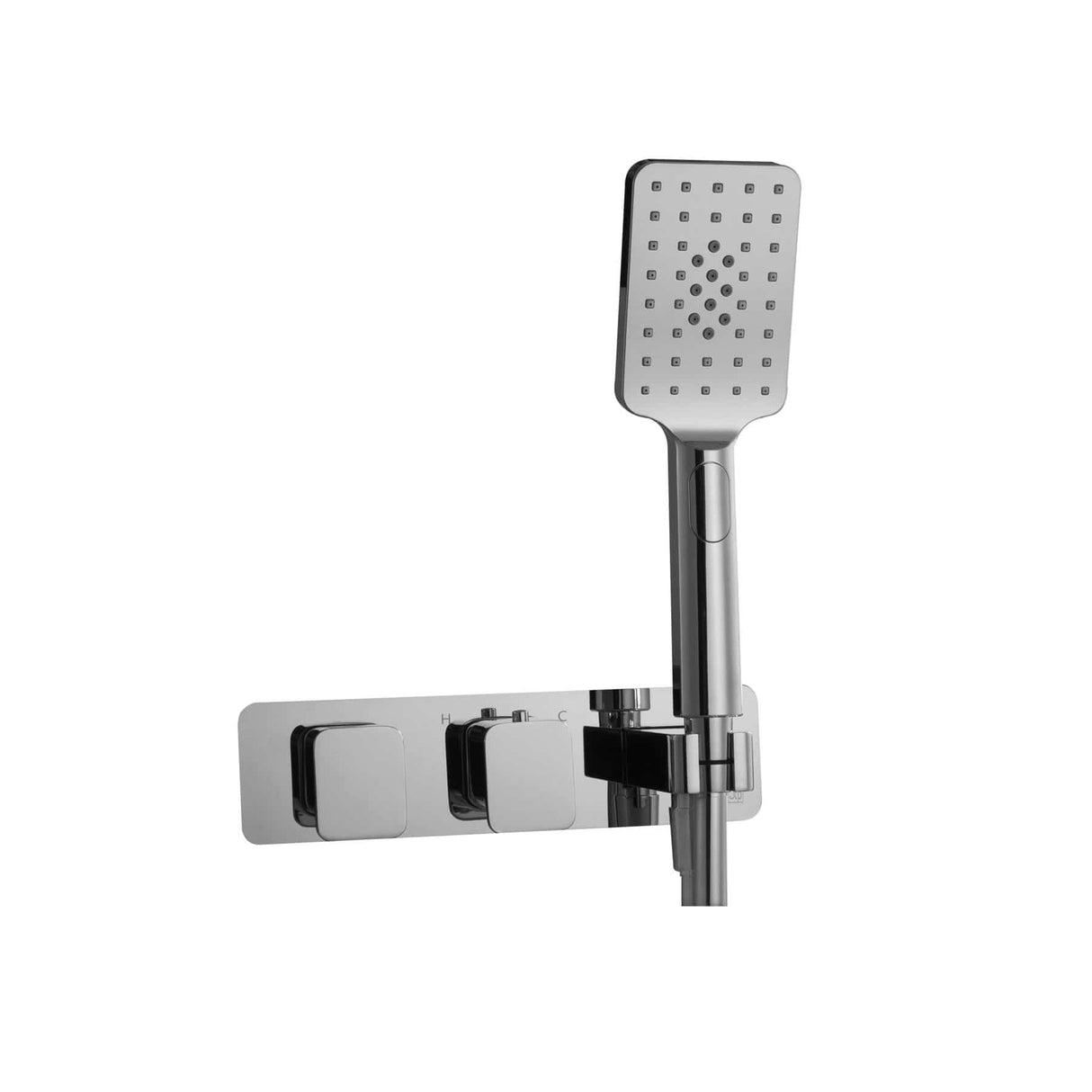 JTP Concealed Shower Valve Chrome JTP HIX 2 Outlet, 2 Handle Thermostatic Concealed Shower Valve with Shower Handset and Hose