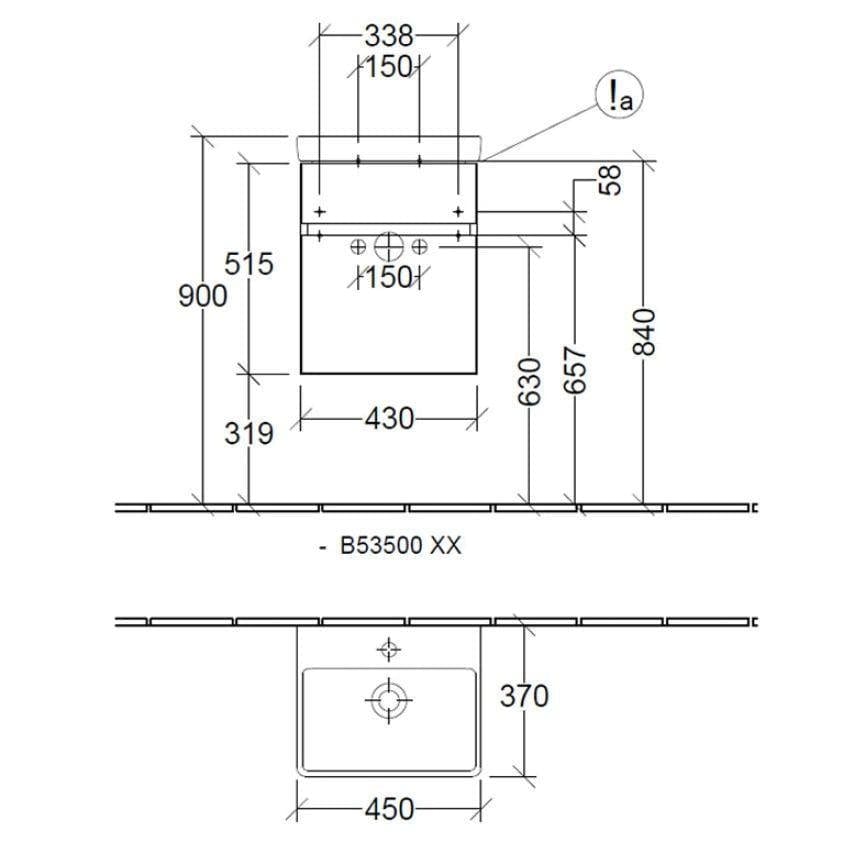 Villeroy & Boch Wall Mounted Vanity Unit Villeroy & Boch Arto Wall Mounted 450mm One Drawer Vanity Unit with Basin