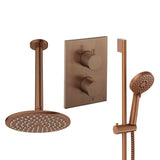 UK Bathroom Store Concealed Shower Set Brushed Bronze / Ceiling Arm / 200mm Crosswater Crossbox Shower Set 4 - 2 Outlet with Riser Rail Kit and Fixed Overhead Showerhead