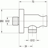 Flova Shower Brackets and Outlets Flova Levo Round Wall Outlet Elbow with Handset Holder