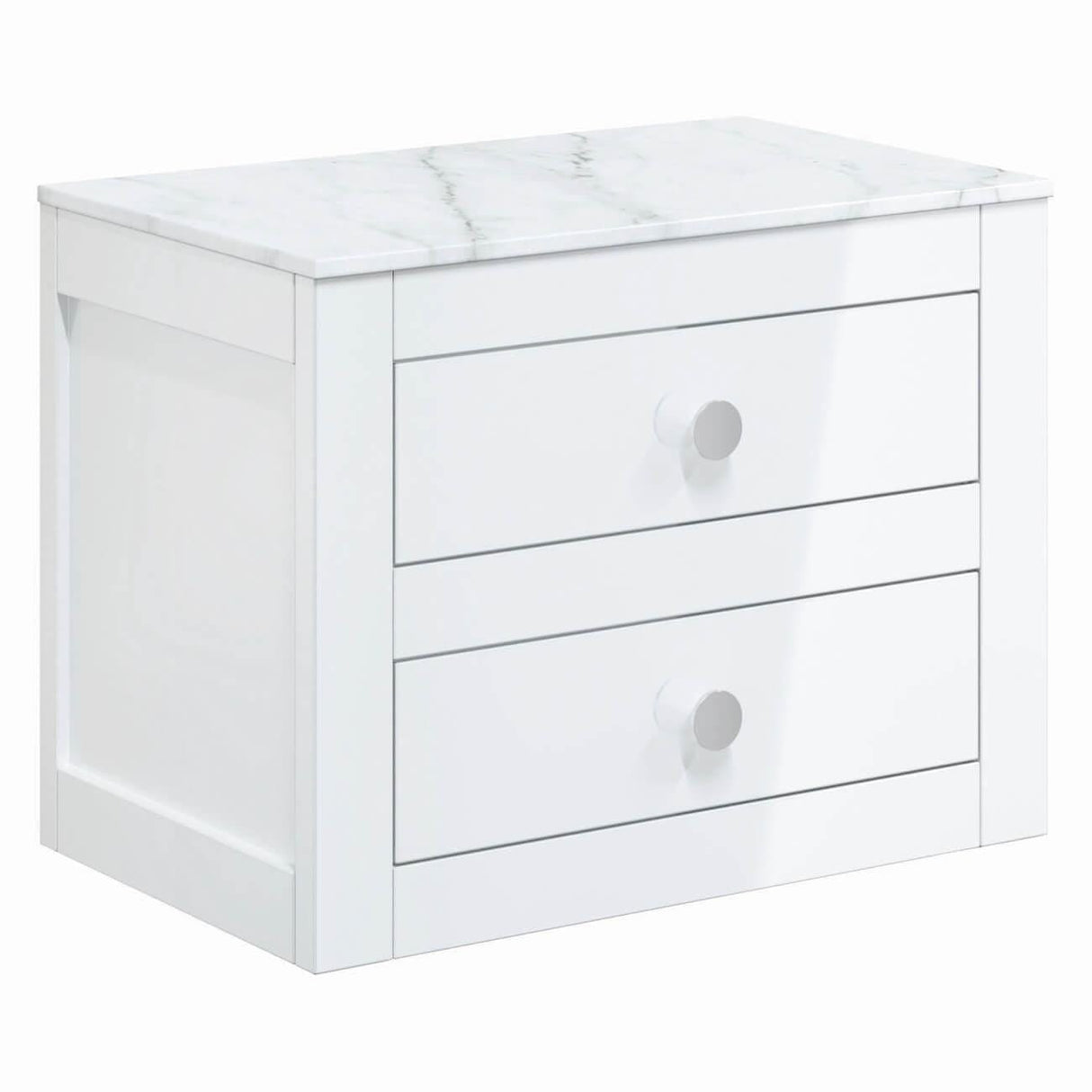 Crosswater Wall Mounted Vanity Unit White Gloss / 610 x 460mm Crosswater Canvass Vanity Unit with White Carrara Marble Effect Worktop