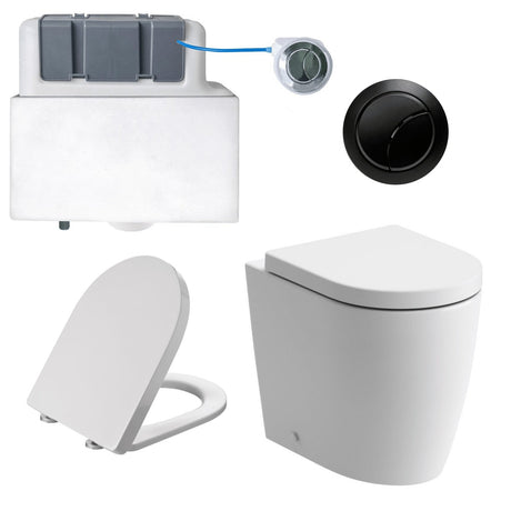 Aquarius Bathrooms Back to Wall Toilet Matt Black Aquarius Emma Back to Wall Toilet Bundle with Pan, Cistern and Flush Button