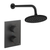 UK Bathroom Store Concealed Shower Set Matt Black / Wall Arm / 200mm Crosswater Crossbox Shower Set 1 - 1 Outlet with Fixed Overhead Shower