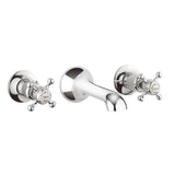 Crosswater Wall Mounted Basin Tap Chrome Crosswater Belgravia 3 Hole - Wall Mounted - Basin Mixer Tap with Crosshead Handle