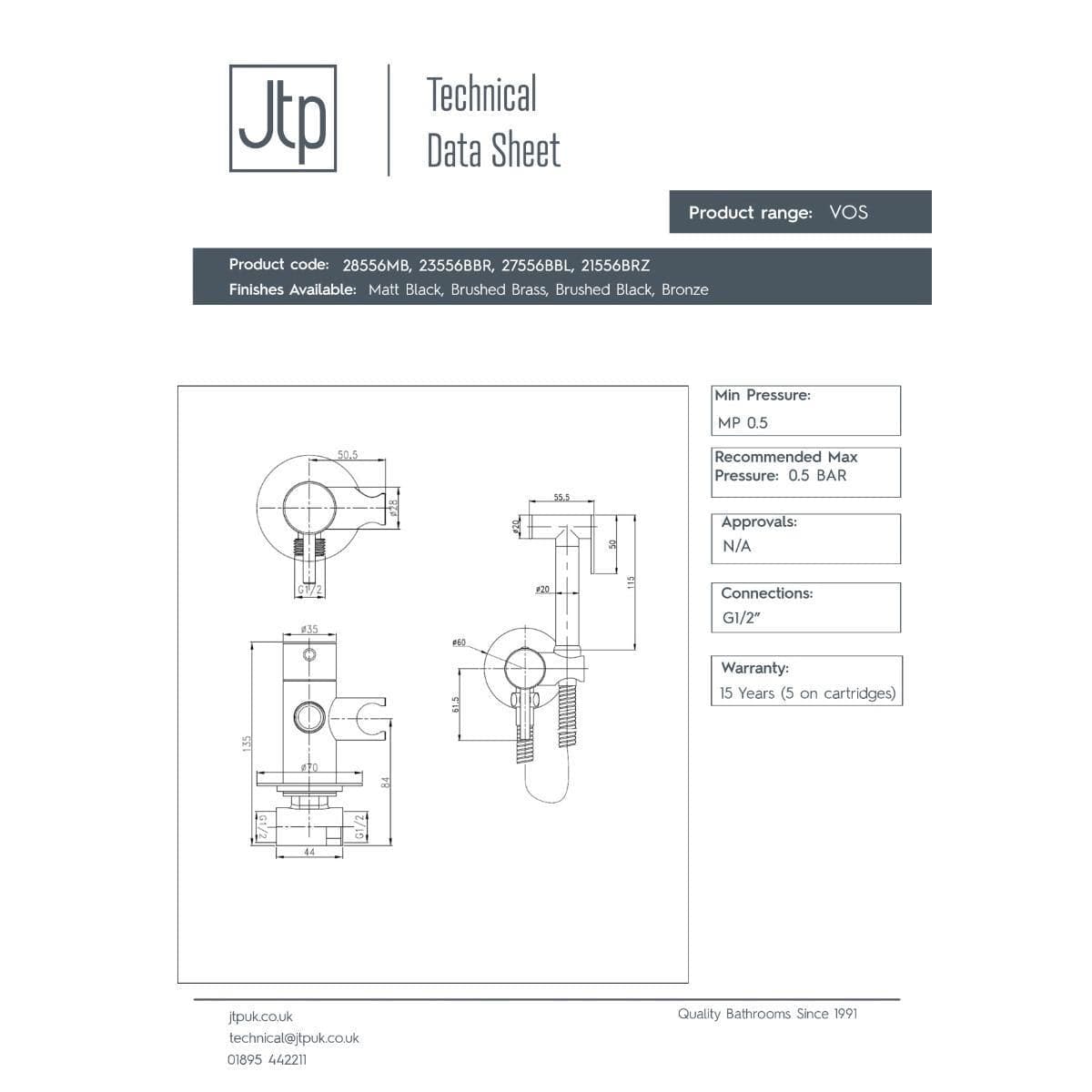 JTP Douches JTP VOS Douche Set with Handset and Holder