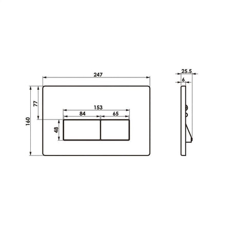 Saneux Flush Plates Saneux Flushe 2.0 Square Stainless Steel Flush Plate