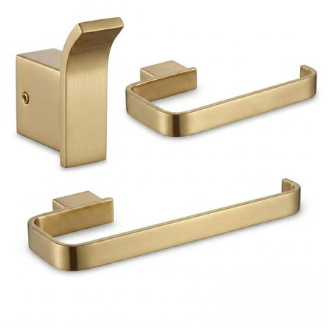 Aquarius Bathrooms Accessory Set Brushed Brass Aquarius FT 3 Piece Bathroom Accessory Pack