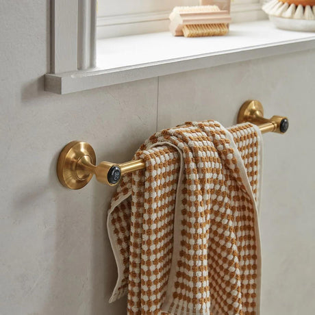 Vado Towel Rails and Rings Brushed Brass/Black Booth & Co. Axbridge 450mm Towel Rail