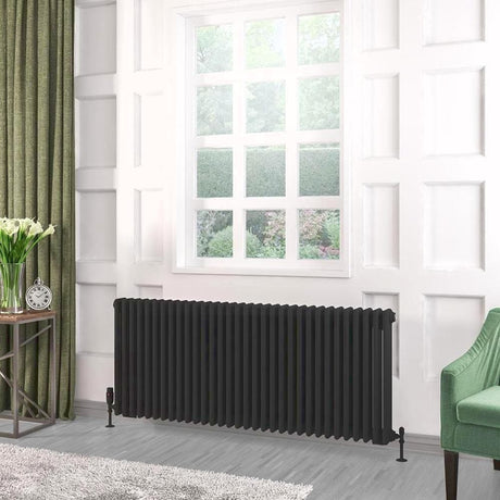 Eastbrook Rivassa Traditional 3 Column Radiator in Matt Black