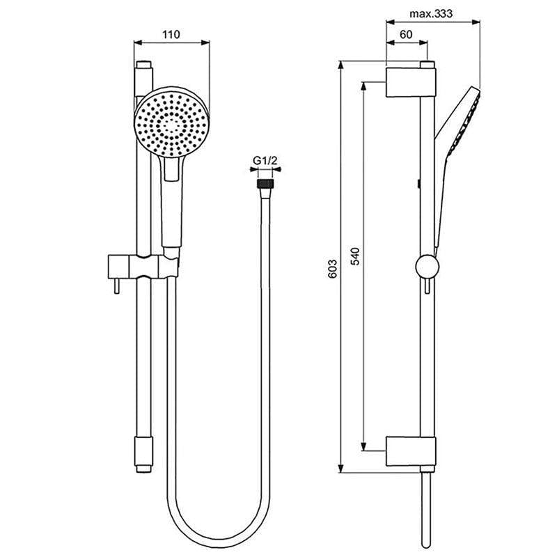 Ideal Standard Concealed Shower Valve Ideal Standard Ceratherm T100 Concealed Thermostatic Shower Valve Set with Wall Elbow and Handset in Chrome