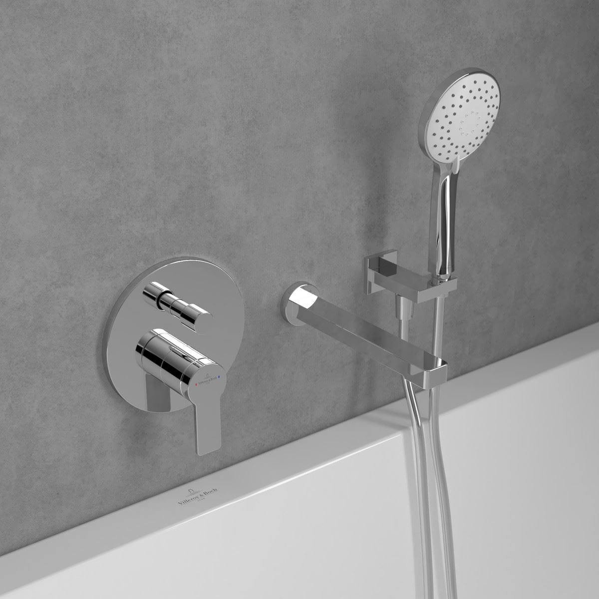 Villeroy and Boch Concealed Shower Valve Villeroy & Boch Architectura 2 Outlet Trim Set with Diverter Handle in Chrome