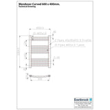 Eastbrook Wendover Curved Vertical Heated Towel Rail in Chrome