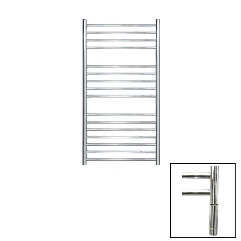 JIS Ladder Rail 1000 x 520mm / Polished Chrome / Electric Only with Cylindrical Adjustable Element JIS Sussex Steyning Vertical Stainless Steel Heated Towel Rail