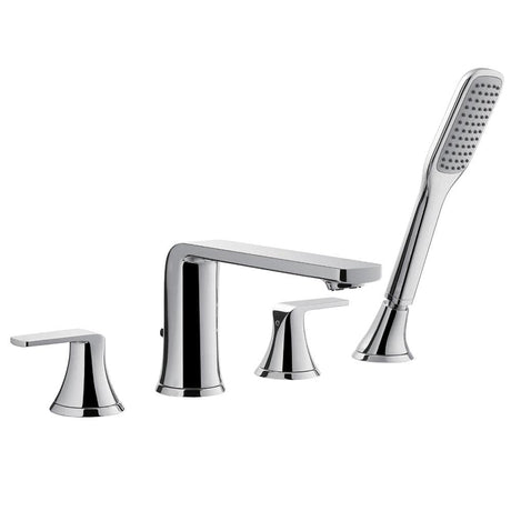 Flova 4 Tap Hole Bath Set Flova Fusion 4 Hole Bath And Shower Mixer Tap with Shower Set in Diamond Chrome