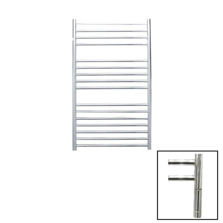 JIS Ladder Rail 1000 x 520mm / Satin Chrome / Electric Only with Cylindrical Adjustable Element JIS Sussex Steyning Vertical Stainless Steel Heated Towel Rail