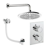 UK Bathroom Store Concealed Shower Set Chrome / Wall Arm / 300mm Crosswater Crossbox Shower Set 7 - 2 Outlet with Fixed Overhead Shower and Overflow Bath Filler Waste