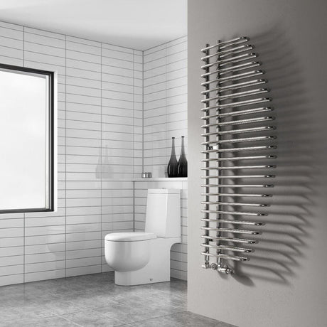 Reina Designer Towel Radiator Dual Fuel Reina Nola Modern Designer Towel Rail in Chrome - 1400 x 600mm